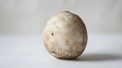 Fototapeta premium 61. A close-up of a single jicama seed on a white backdrop