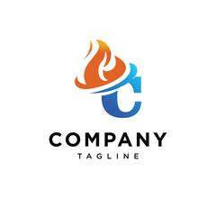 Letter C Flame logo icon vector