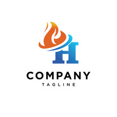 Letter H Flame logo icon vector