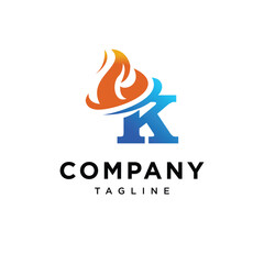 Letter K Flame logo icon vector