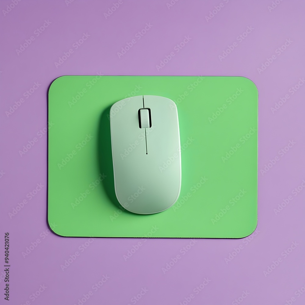 Poster a photograph of a green mouse pad placed at the center of a plain isolated surface the minimalist se