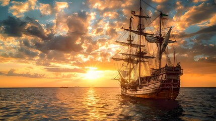 Obraz premium Sailing into the Golden Hour