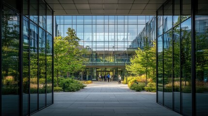 Modern university building with glass walls