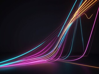Fototapeta premium 3d render of flash neon and light glowing on dark scene Speed light moving lines
