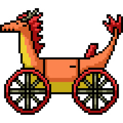 Obraz premium pixel art of amusement park dragon cart