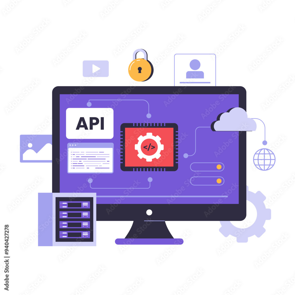 Wall mural application programming interface illustration concept. illustration for websites, landing pages, mo