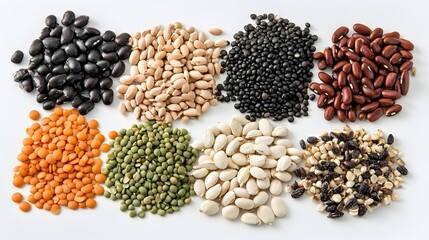 50. A collection of various vegetable seeds isolated on a white surface