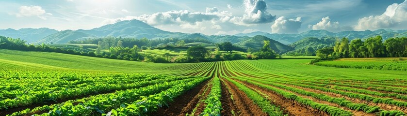 Organic farming land with diverse crops, eco-friendly practices, Organic farming land and crops, Health