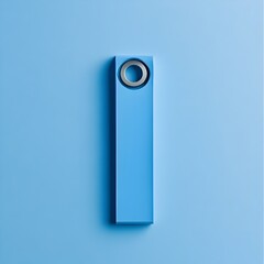 A minimalist and stylized photograph of a blue paper cutter placed at the center of a plain background showcasing the sharp and geometric design of the office equipment