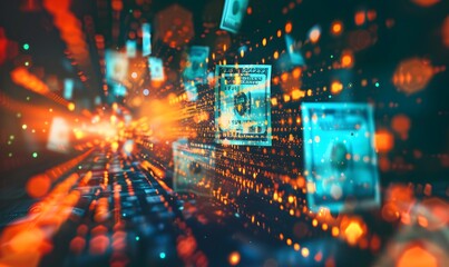 Online banking concept with high speed motion blur. 