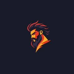Naklejka premium Vibrant Warrior Silhouette Profile Portrait