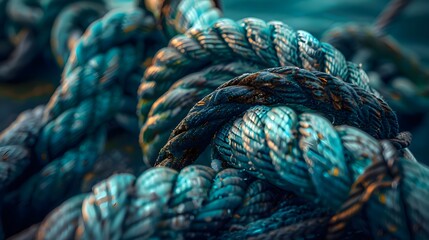 Close-up of Blue Rope Texture