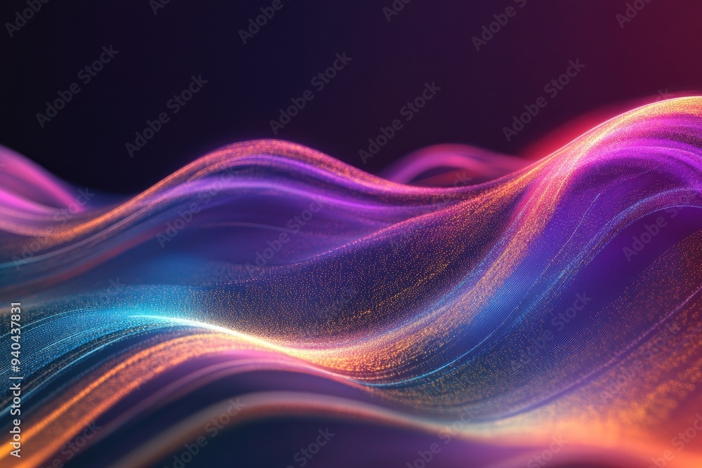 Poster vibrant abstract waves in stunning colors, creating a mesmerizing flow of light and motion, perfect 