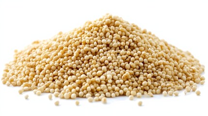 38. A pile of millet seeds placed on a white background