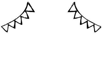 筆タッチのガーランドのモノクロ線画イラスト