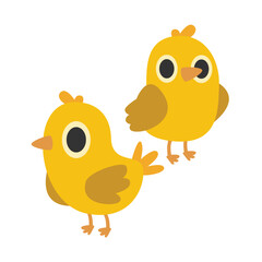 Two Charming Chicks Vector Illustration Set