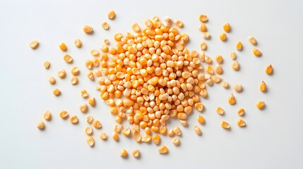 13. A few corn kernels isolated on a white surface