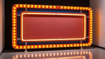 Timeless Nostalgia: Marquee Blank Sign in Vintage Design Shining Through the Night