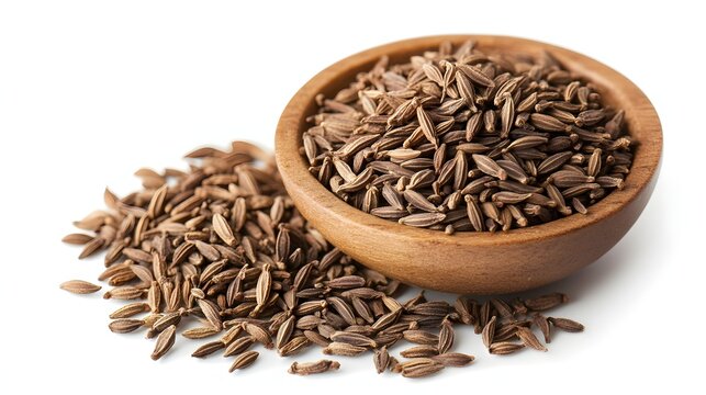 15. An arrangement of caraway seeds isolated on a white background
