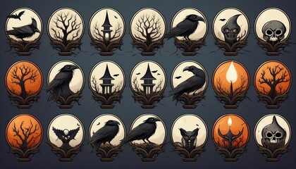 手描き風ハロウィンアイコンhand drawn style halloween icons