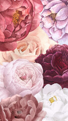 Pink and Purple Realistic Watercolor Flower Blossom Phone Wallpaper - 1
