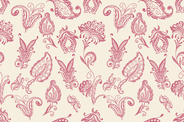 Fototapeta premium Ikat floral vintage design embroidary seamless pattern on background vector illustration.Ikat ethnic oriental embroidery traditional.Indian Ikat pattern Aztec style retro. design for texture,fabric.