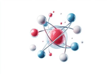 Obraz premium a neutron absorption process and atomic interactions, isolated on a white background.