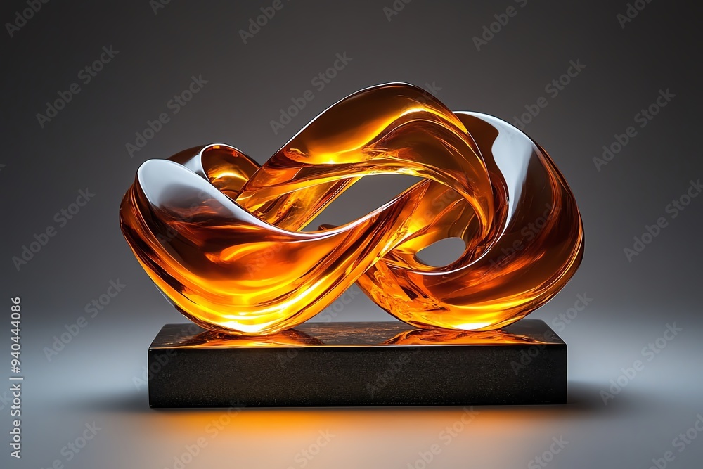 Aufkleber An abstract sculpture made from amber, with smooth, flowing lines that capture the warmth and fluidity of the material