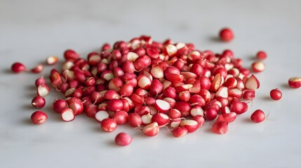 19. A pile of radish seeds placed on a white surface