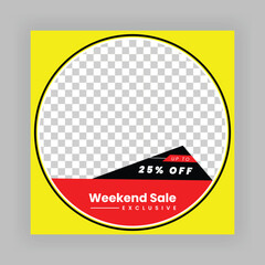 Modern Creative Social Media Poster Design. Minimalist Marketing Banner with Red and Yellow Color, Abstract Shapes, Post, Flyer, Ad, Promo, etc.