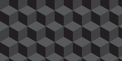 Abstract black and gray from cubes vector art background. Geometric tiles and mosaic creative stylish seamless pattern block cube background. minimal hexagon Cubes mosaic shape vector design.