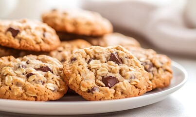 batch of homemade oatmeal cookies exudes warmth and comfort, Generative AI