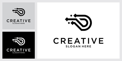 Initial letter D technology vector logo design.