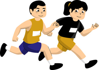 Fototapeta premium Vector Illustration of Children's Running Competition