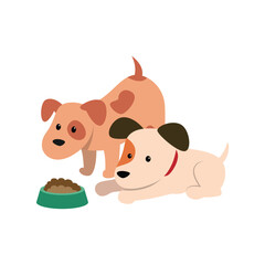 Two Playful Dogs Vector Illustration in Action
