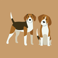 Two Playful Dogs Vector Illustration in Action