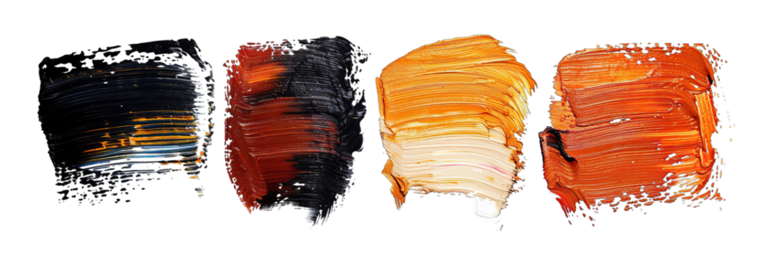 Oil paint brush stroke set of isolate on Transparency Background