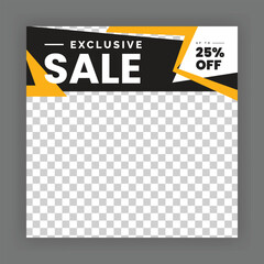 Modern Creative Social Media Poster Design. Minimalist Marketing Banner with Black and Yellow Color, Abstract Shapes, Post, Flyer, Ad, Promo, etc.