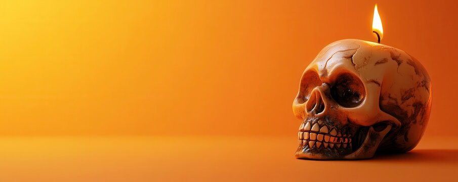 Skull Candle Holder for Halloween, a decorative 3D piece showcasing intricate details, perfect for festive displays or themed events, with an inviting space for personalization.