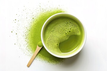 A stunning close-up image of matcha green tea