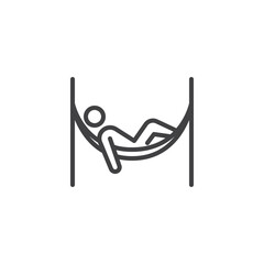 Person lounging in a hammock line icon