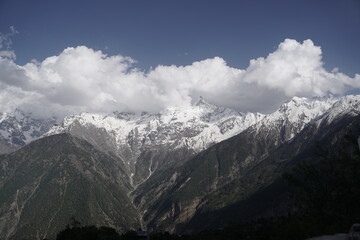 Fototapeta premium Kinnaur Kailash at dusk, Kalpa, Kinnaur district, Himachal Pradesh, Himalayas, India