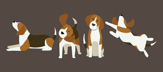 Vector Illustration of Dogs in Various Styles and Poses
