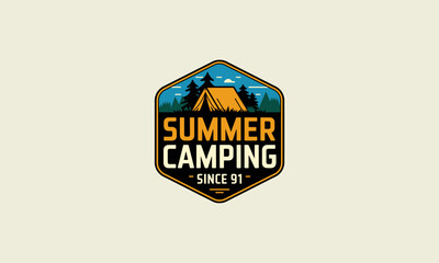 logo design template of a summer camping vector flat design