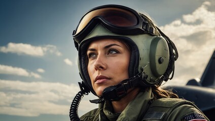 Military fighter jet woman pilot