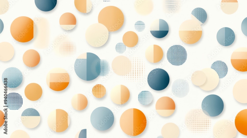 Poster soft pastel geometric pattern with circles and lines for modern web design