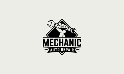 logo design template of a mechanic auto repair vector design