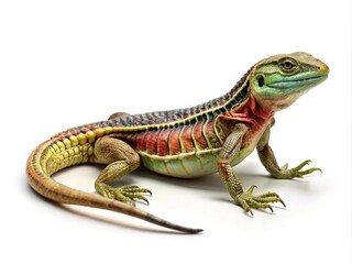 Obraz premium The lizard's scaly skin is made up of tough, keratinized scales that provide protection and aid in thermoregulation, with sharp claws and agile limbs for climbing and grasping.