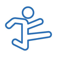 ジャンプする、または飛び越える、キックする人のアイコンのイラスト。編集可能な線ベクターデータ