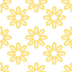 seamless pattern with 3D flowers in yellow design 